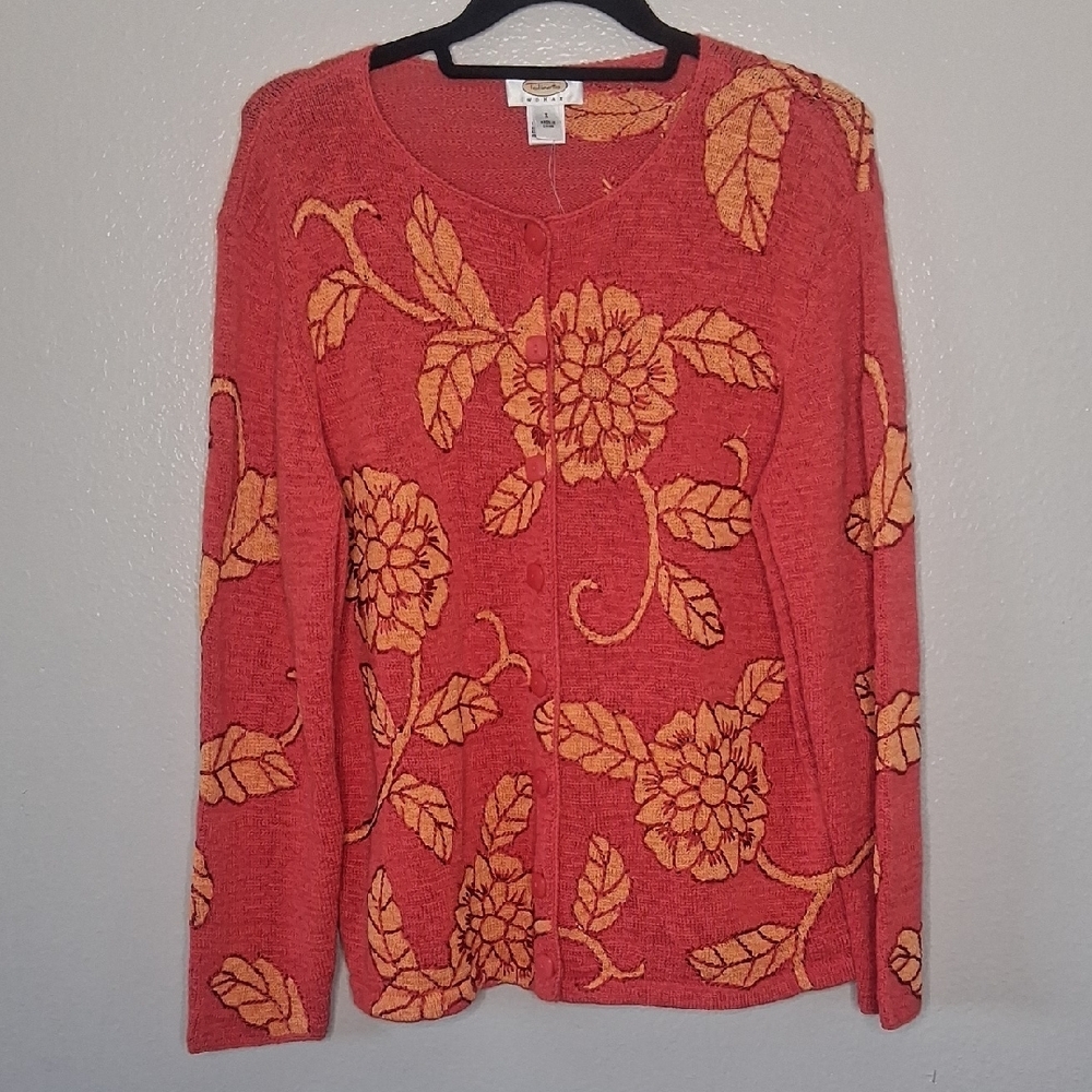 Talbots Cardigan Women's  Floral Vintage 90's Grandma Core Autumn Boho X (1X)